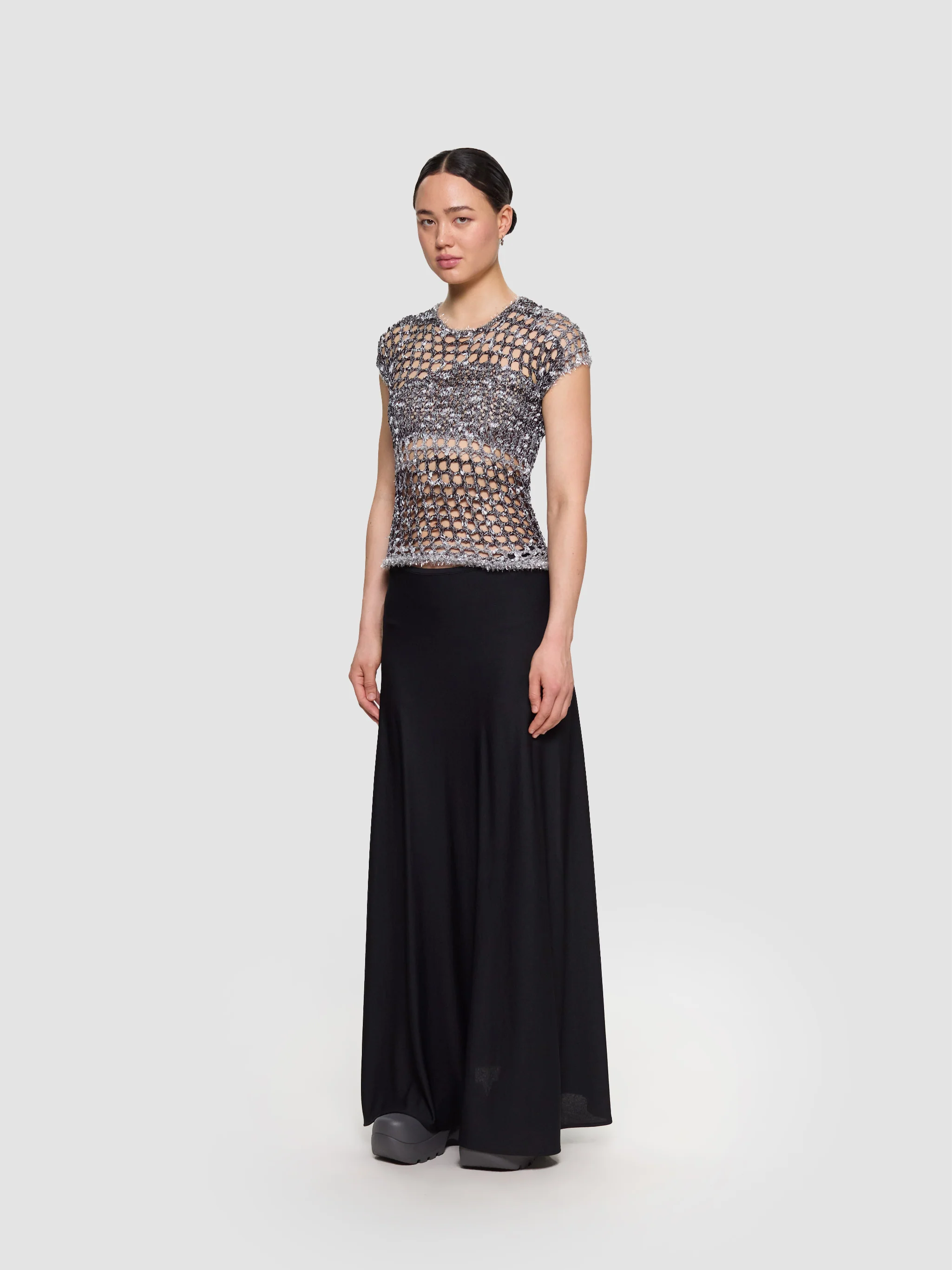 Crochet T-Shirt in Black - Image 4
