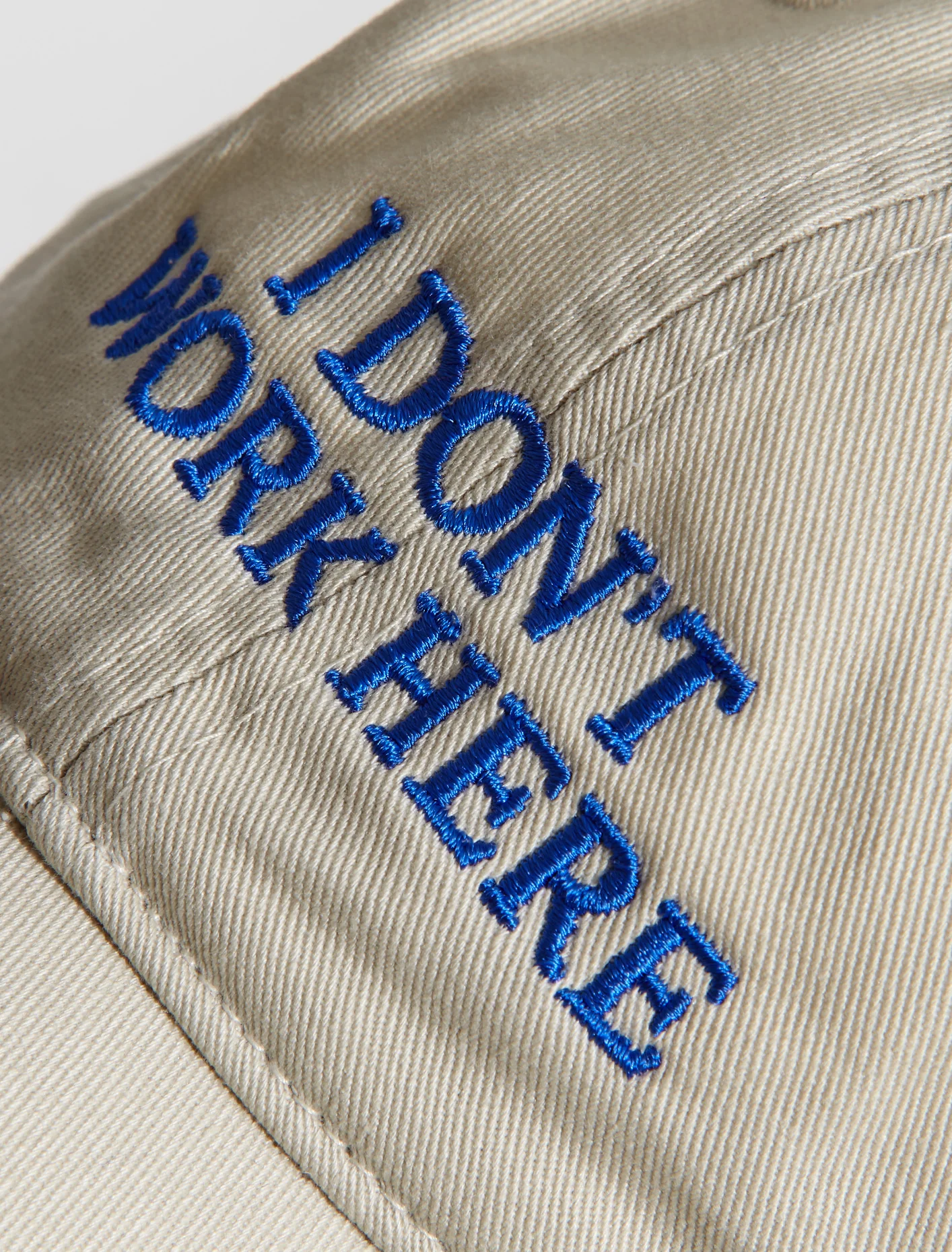 I Don't Work Here Cap in Beige and Blue - Image 3