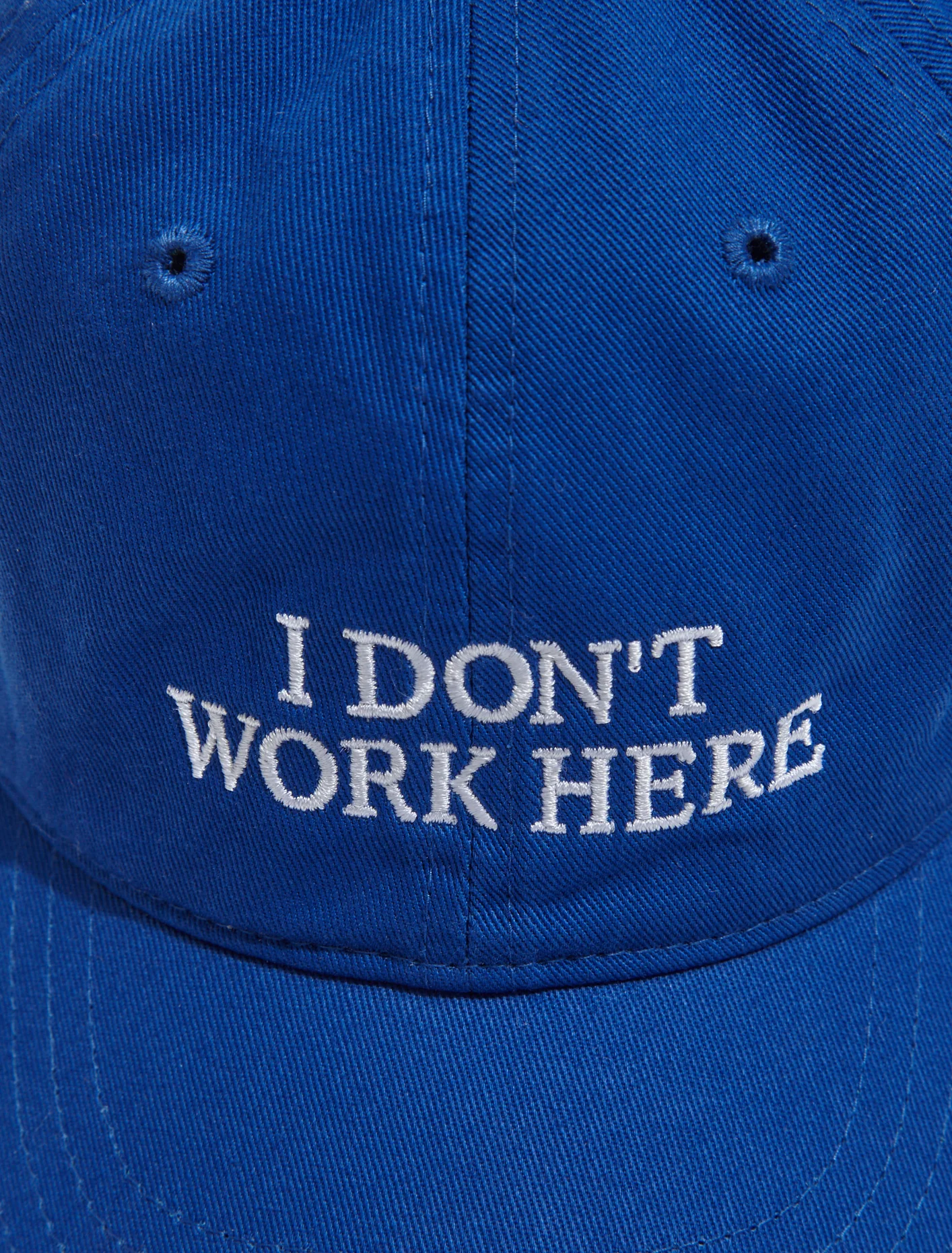 I Don't Work Here Cap in Blue and White - Image 3