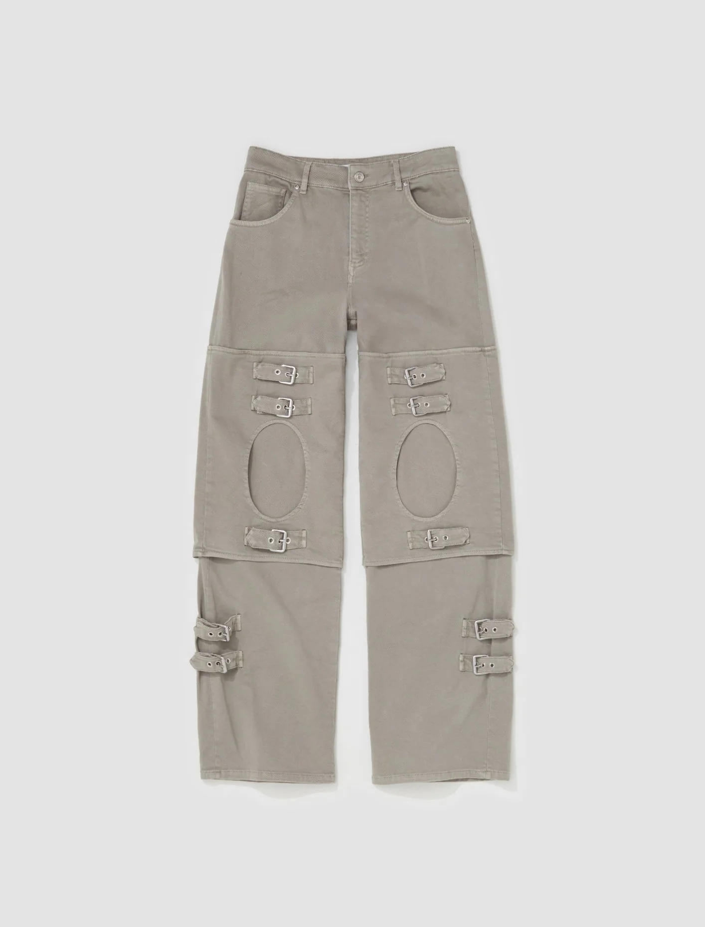 Jeans with Buckles in Mushroom