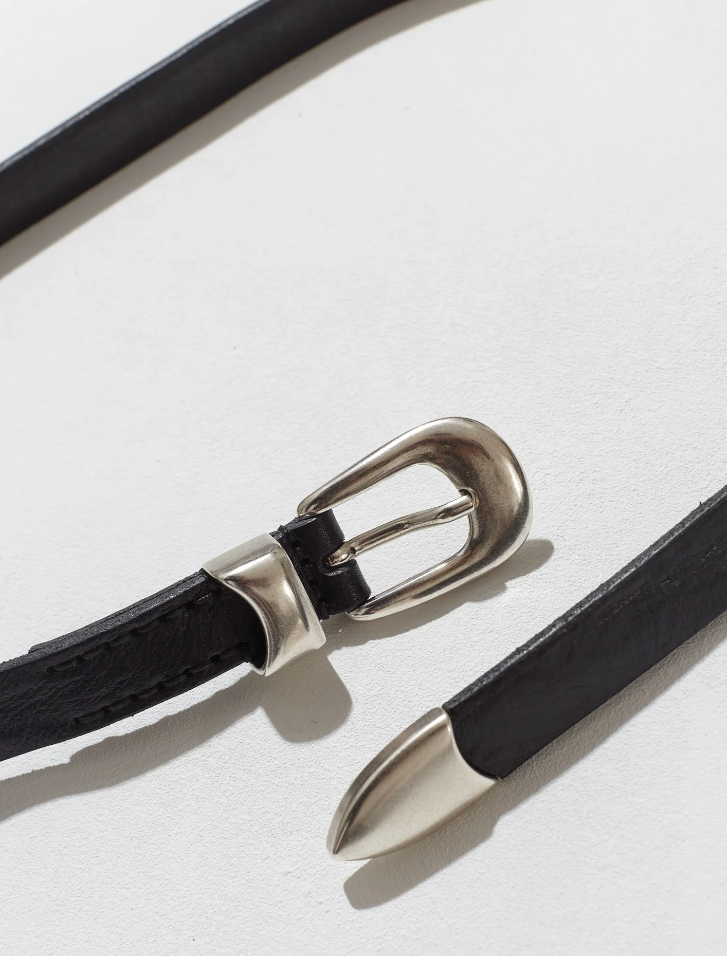 Leather Belt 2 cm in Black - Image 2
