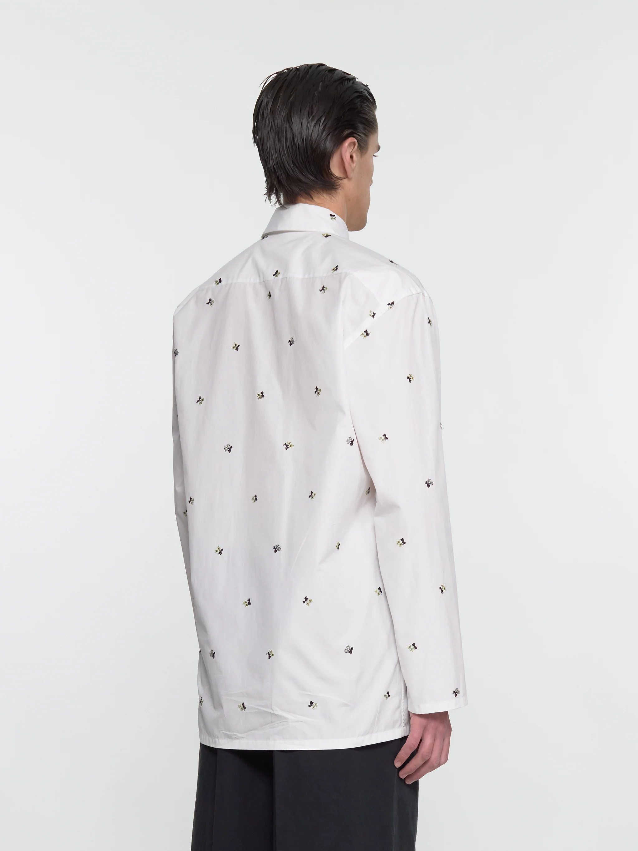 Poplin Shirt in White Flowers - Image 3