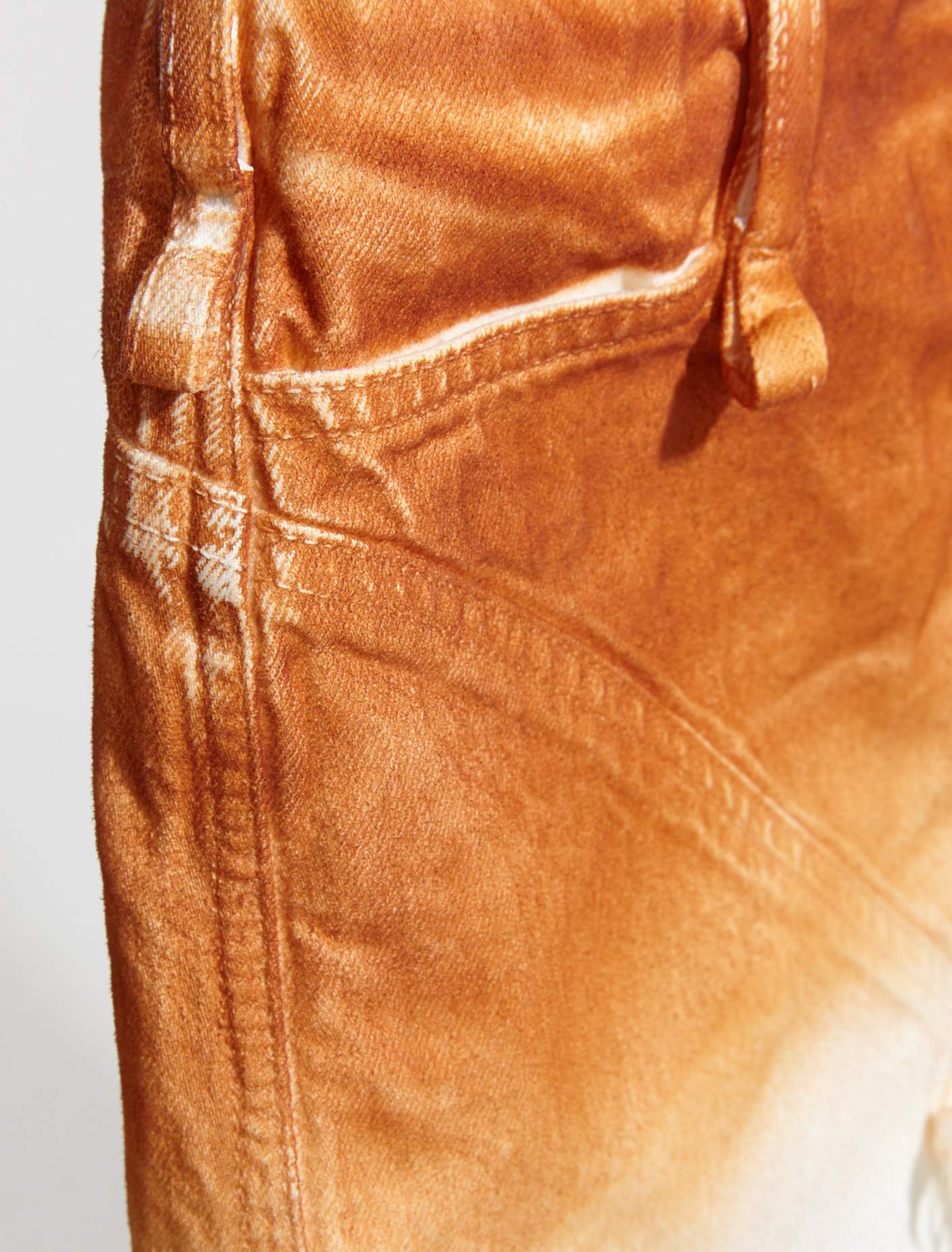 Reconstructed Denim Skirt in White & Rust - Image 3