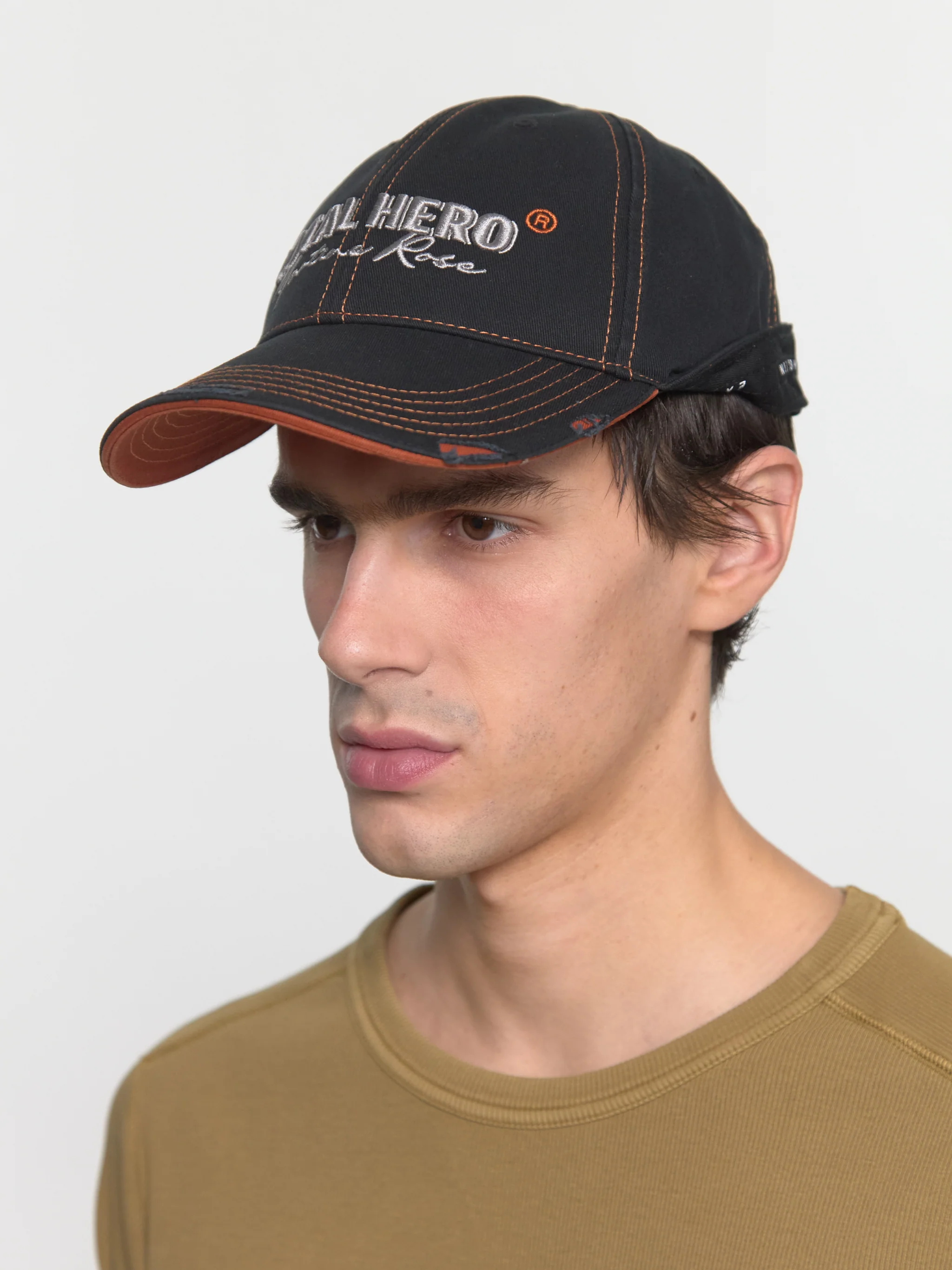 Roll Back Cap in Black & Orange - Image 2