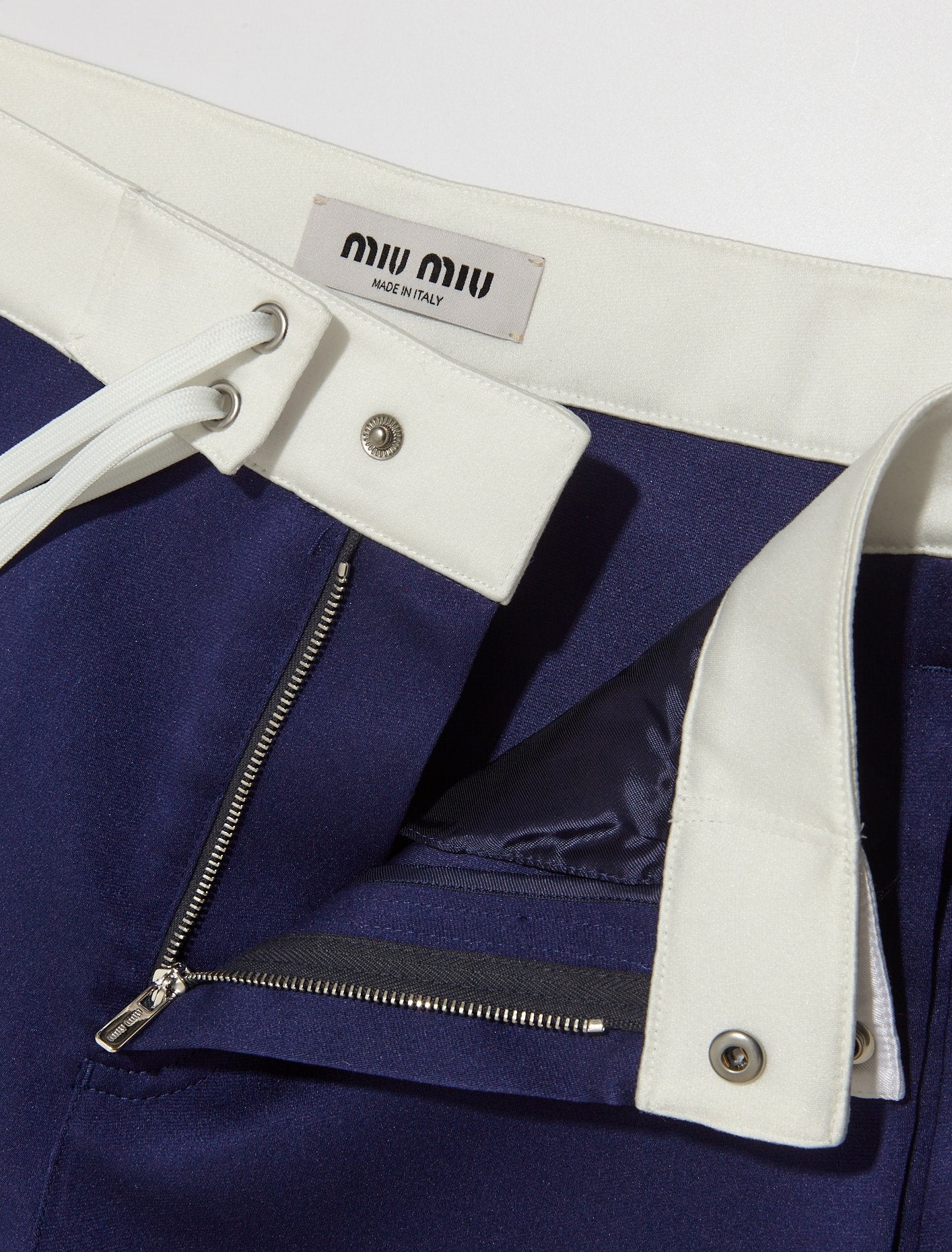 Satin Bermudas in Ink Blue & White - Image 3