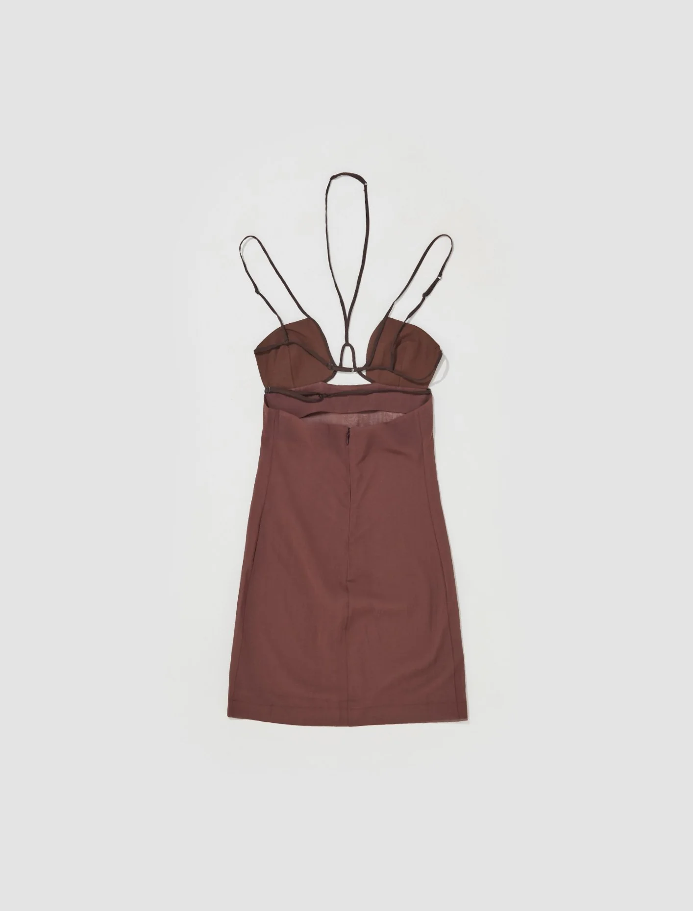 Under Wire Bra Mini Dress in Bitter Chocolate - Image 5