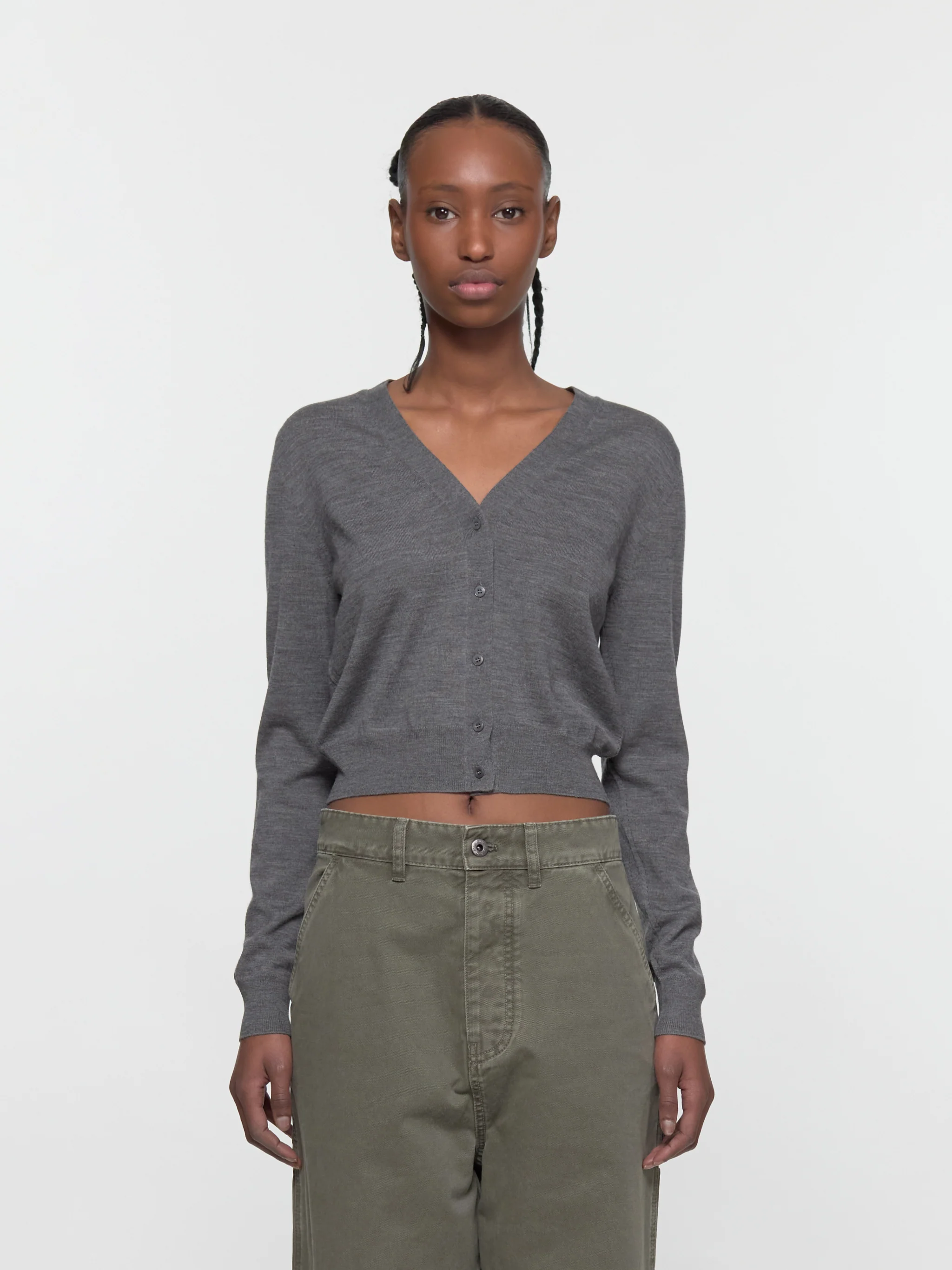 Wool Cardigan in Slate Gray - Image 2